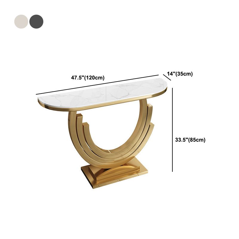 Glam Style Accent Table Half Moon/Rectangle Console Table for Hall