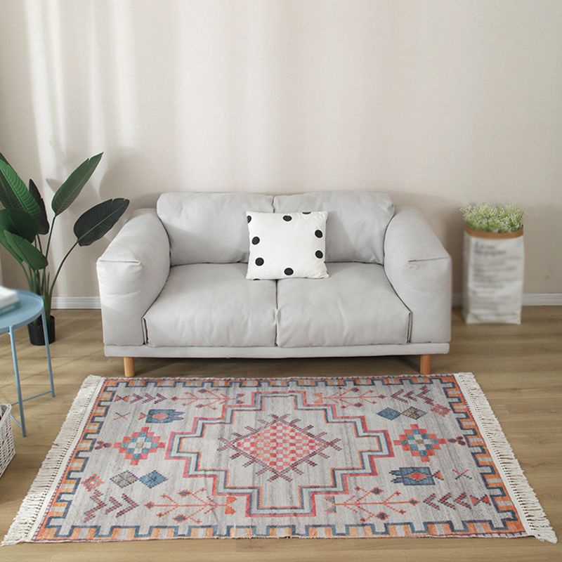 Multicolor Southwestern Print Rug Cotton Boho Fringe Indoor Rug for Living Room