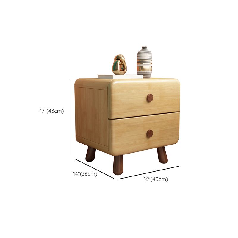 Natural Kids Bedside Table Modern Minimalist End Table with Drawers