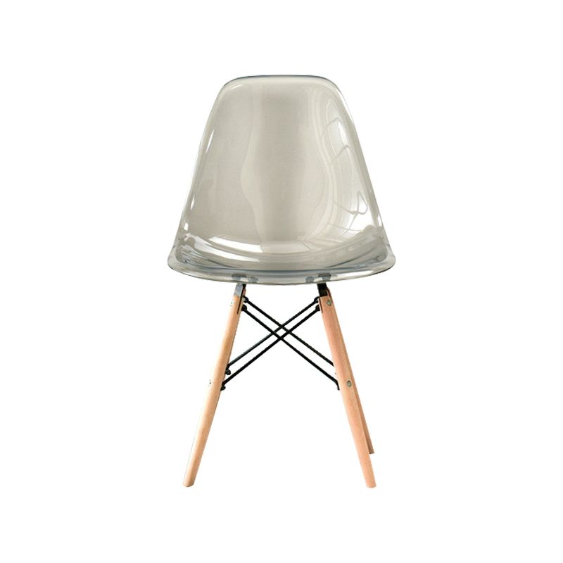 Scandinavian Plastic Dining Room Side Chair Solid Back Chair with Wood Legs