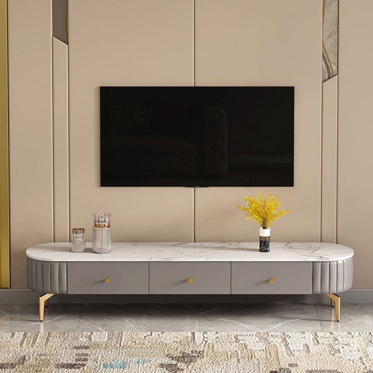 Scandinavian TV Media Stand Stone Enclosed Storage TV Stand Console with Drawers