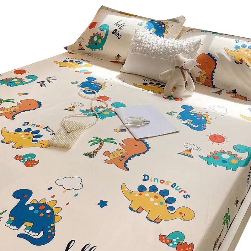 Modern Bed Sheet Set Cartoon Print Cotton Fitted Sheet for Bedroom