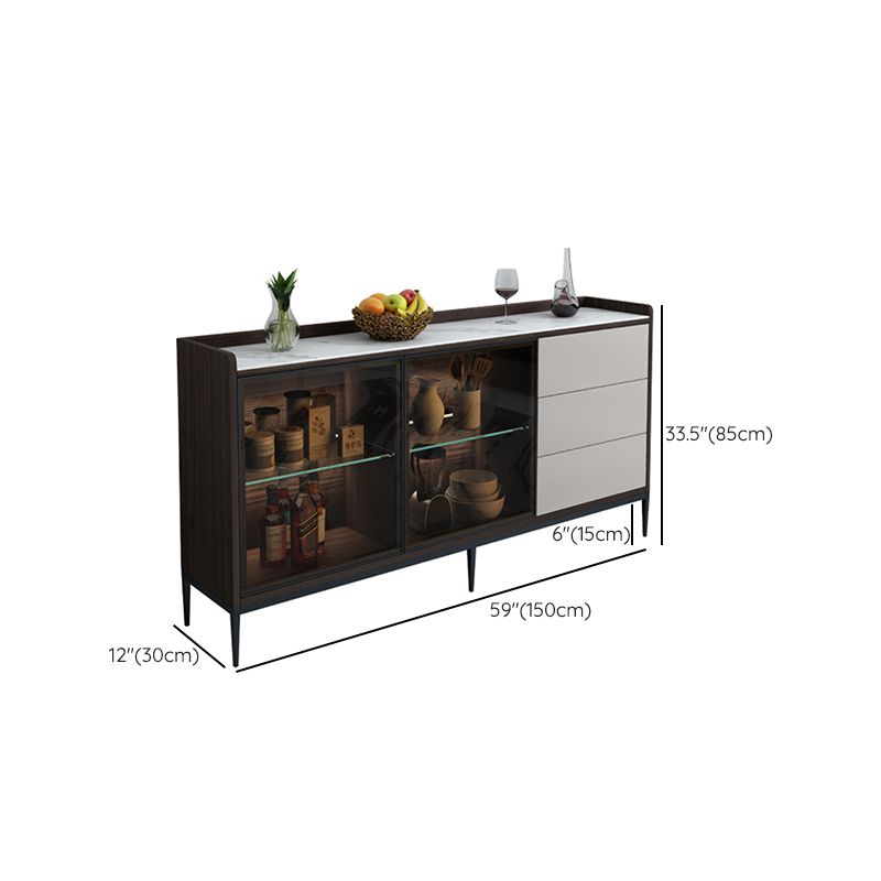 Contemporary Side Board Stone Sideboard Table with Doors for Dining Room