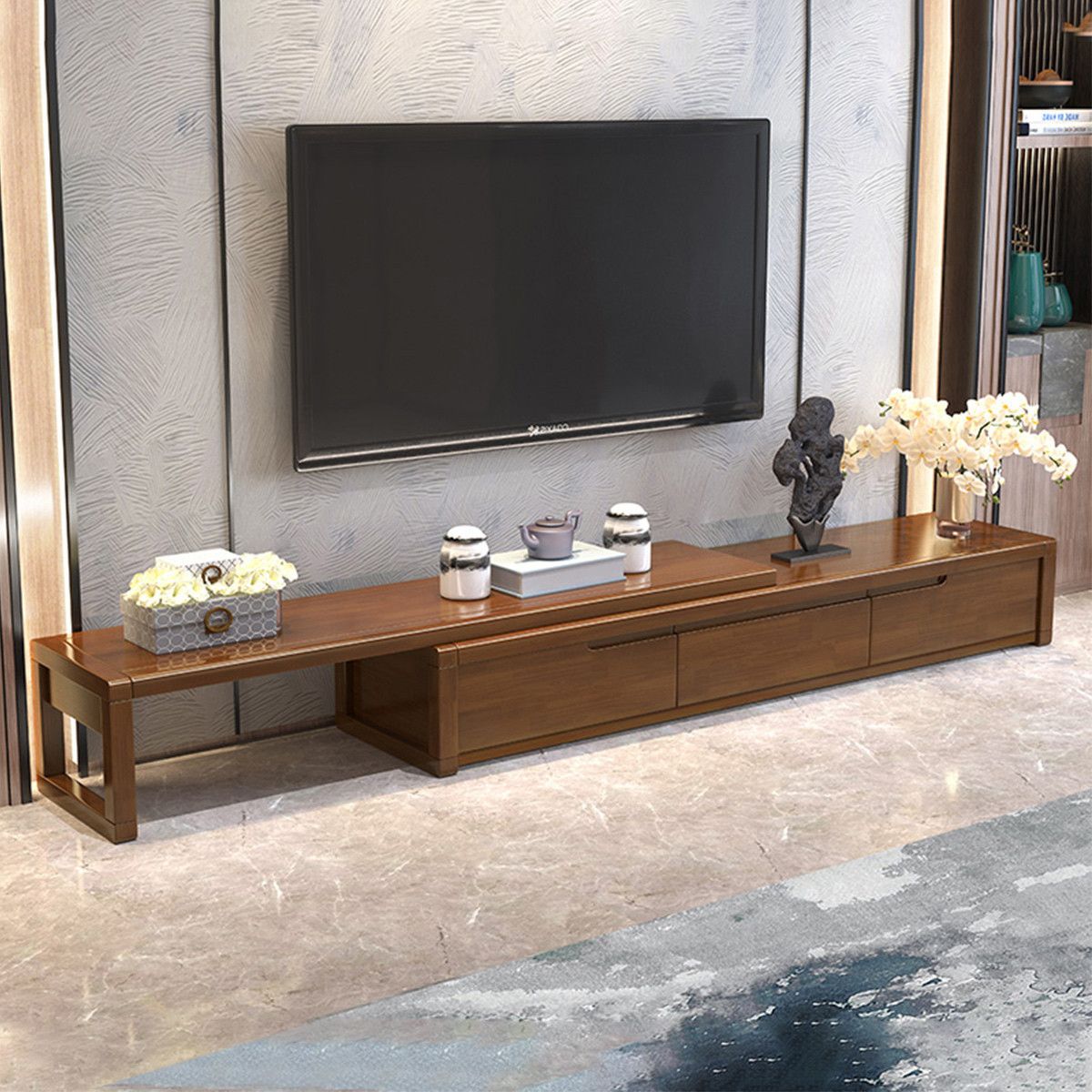 Modern Wood TV Console Open Storage TV Media Stand for Living Room