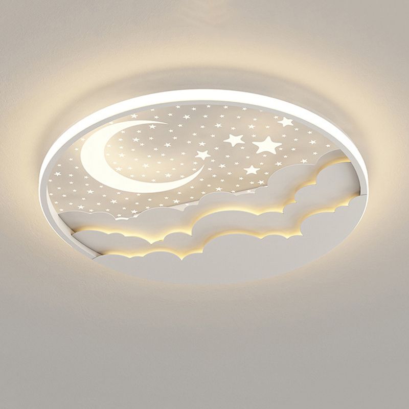 Moon Shape Flush Light Modern Style Metal 2 Lights Flush Mount for Bedroom