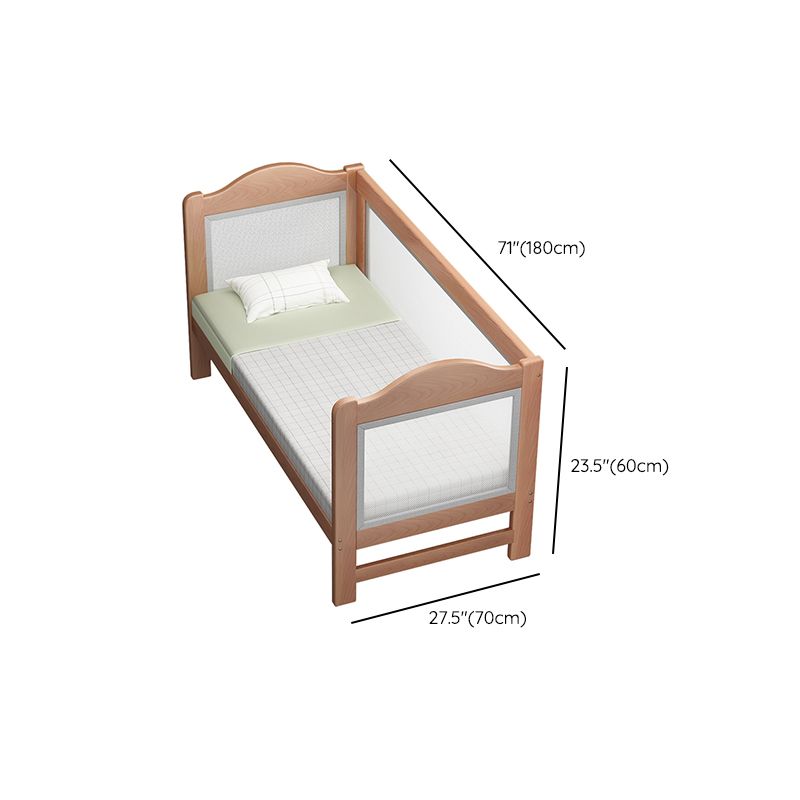 Scandinavian Panel Bed in Natural Solid Wood Bed with Guardrail