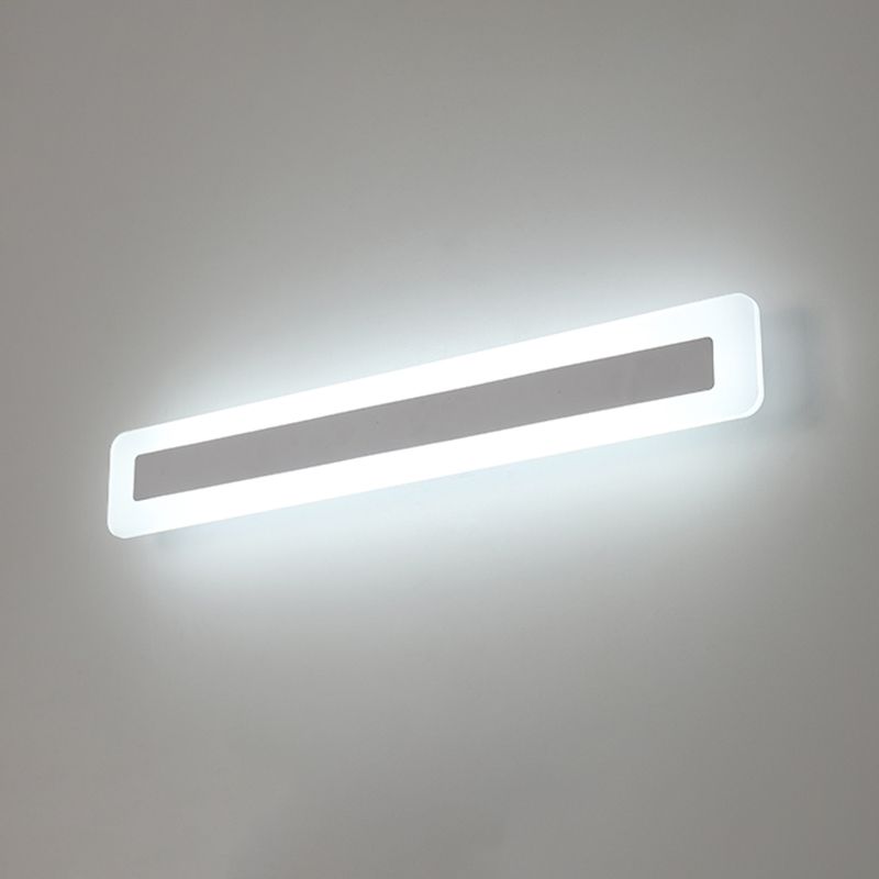 Metal Linear Shape Mirror Wall Light Modern 1-Light Mirror Wall Light Sconces in White