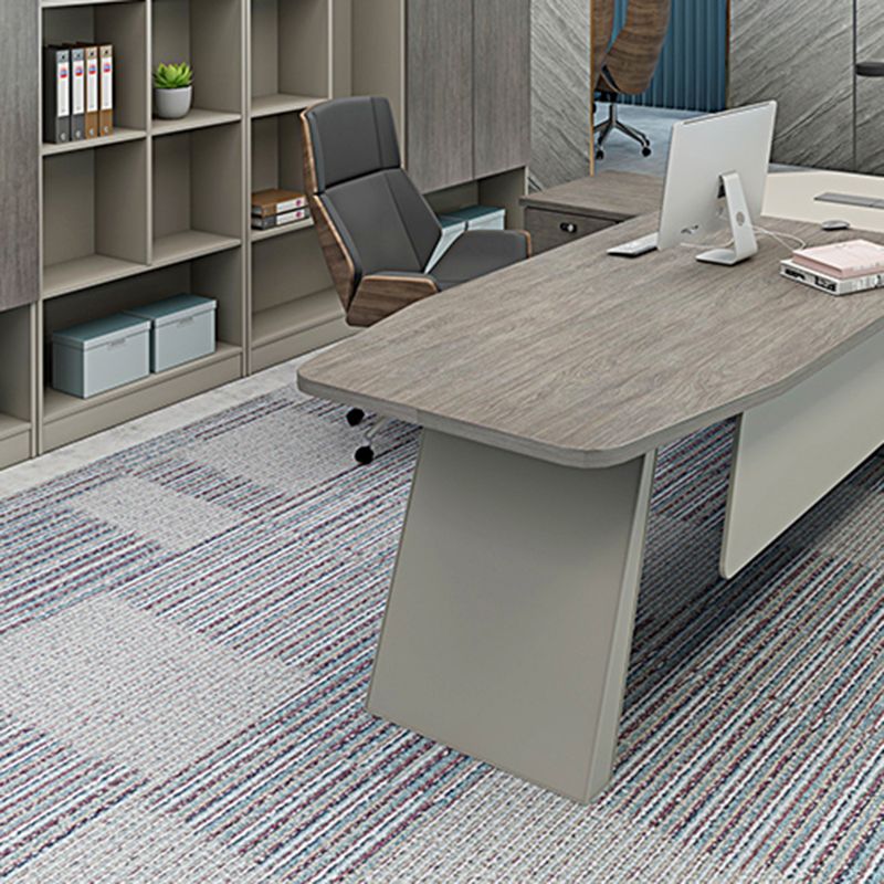 Combination Shaped Wood Office Desk Grey Writing Desk for Office