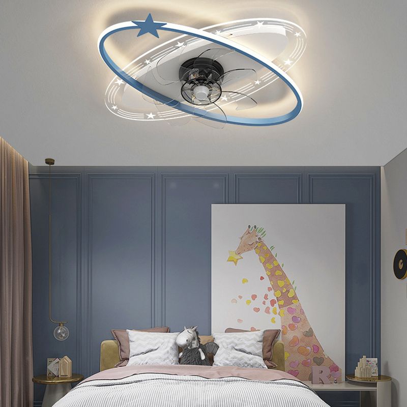 7-Blade Ceiling Fan Children Pink/Blue Fan with Light for Restaurant