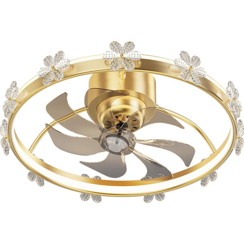 7-Blade Modern Ceiling Fan Metallic Polish Finish Fan with Light for Home