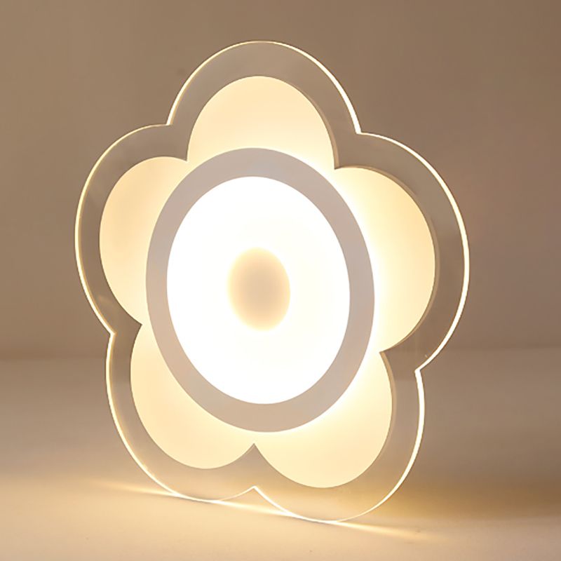 Acrylic Flower Ceiling Mounted Light Nordic LED Ceiling Fixture in White