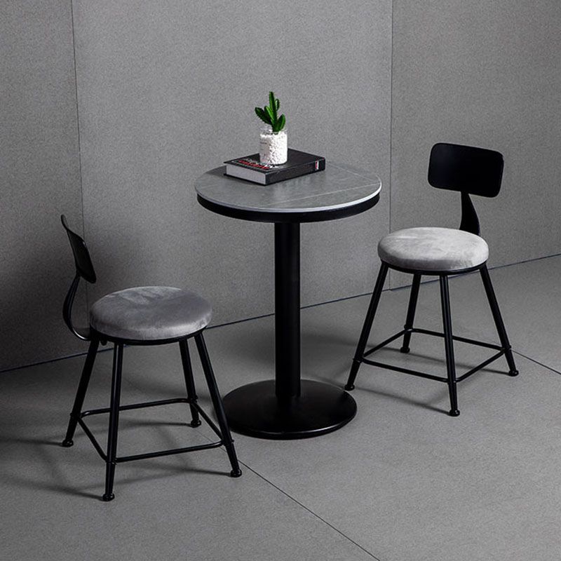 Industrial Style Marble Cocktail Bar Table Black Metal Base Bar Table