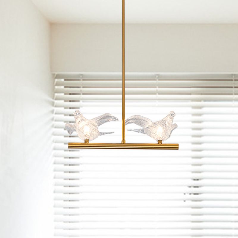 Nordic Bird Chandelier Light Clear Crystal 2/3/4 Bulbs Restaurant Down Lighting Pendant in Gold