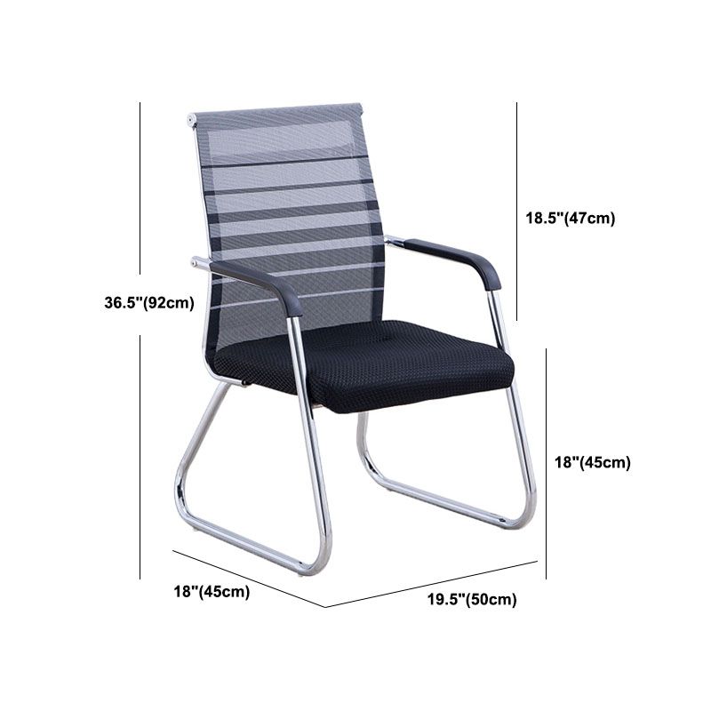 Modern Fixed Arms Office Chair Mesh Lumbar Support Mid-Back Office Chair