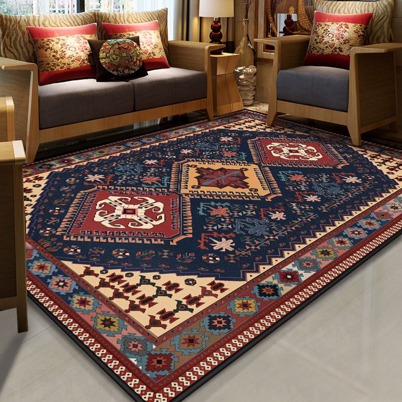 Resplendent Multicolor Floral Rug Synthetics Moroccan Carpet Washable Pet Friendly Anti-Slip Rug for Room