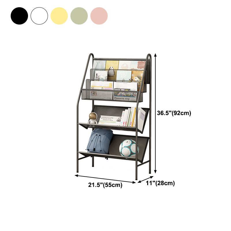 Contemporary Metal Ladder Bookshelf Closed Back Vertical Iron Bookcase