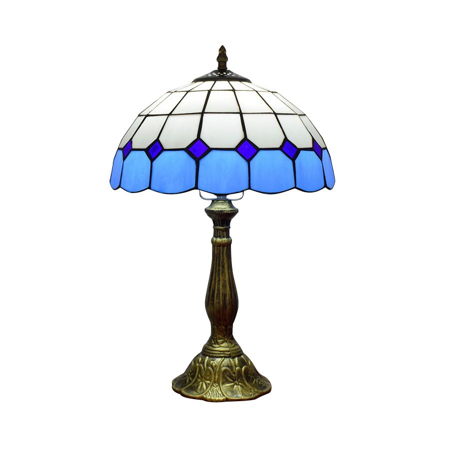 Domed Accent Table Lamp Retro Style Stained Glass 1 Light Decorative Accent Lamp for Bedside