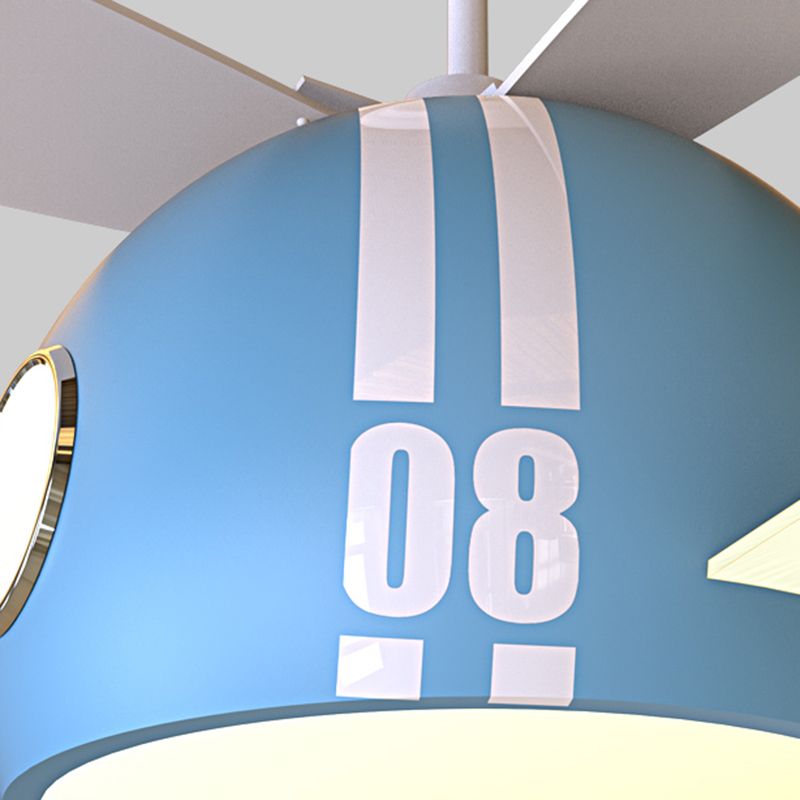 Cartoon Style Iron Ceiling Fan Lamp Helicopter Shape Ceiling Fan Light for Bedroom