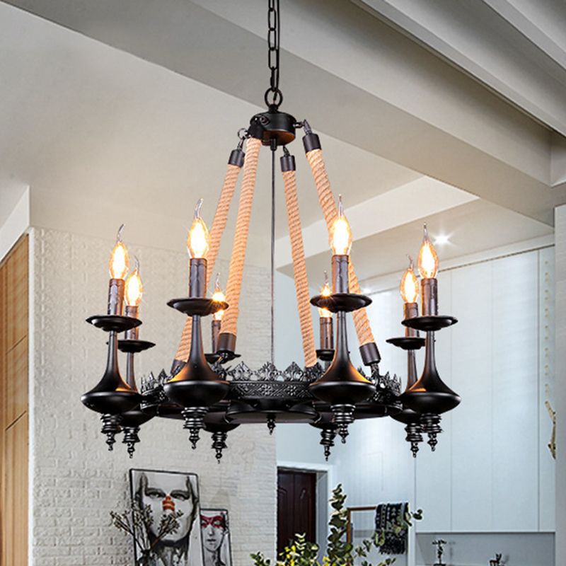 Retro Candelabra Suspension Light Bish Kronleuchter Licht in Schwarz zum Esszimmer