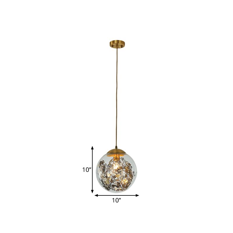 Clear Glass Global Pendulum Light Simplicity 1 Head Down Lighting Colgante en latón