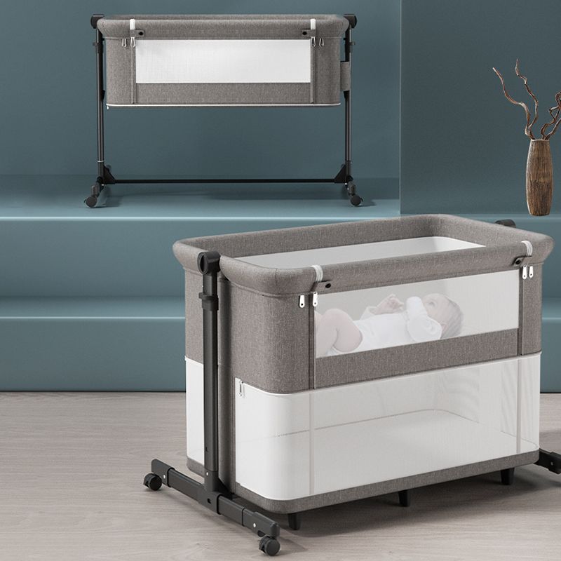 Modern Convertible Bedside Bassinet Fabric Portable Cradle with Storage