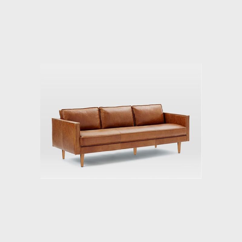 Industrial Square Arm 33.85"W Sofa with Faux Leather for Living Room