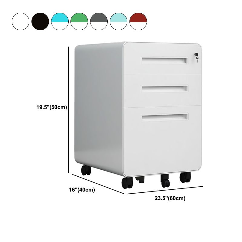 Modern Cabinet Metal 3 Locking Drawers and Castors Filing Cabinet for Home Office