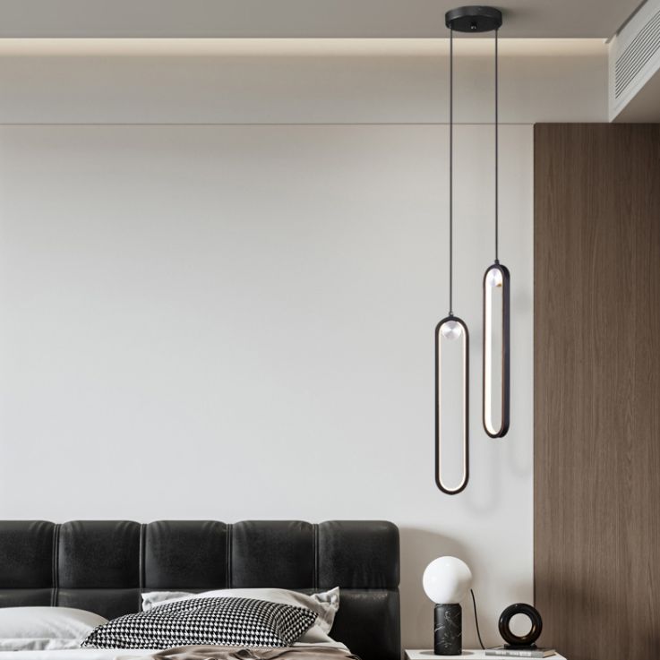 Aluminium LED ovale LED PENDANT dans le gel de silice concis moderne Lumière suspendue avec décoration en aluminium