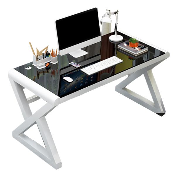 Contemporary 29.53-inch Tall Gaming Desk Glass Top Computer Desk