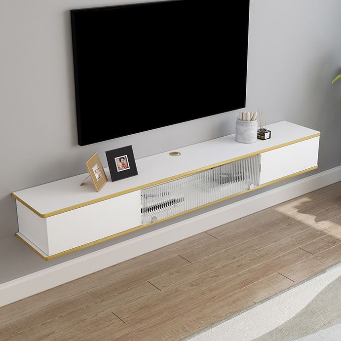 Contemporary Style White TV Stand Faux Wood Wall-mounted TV Cabinet