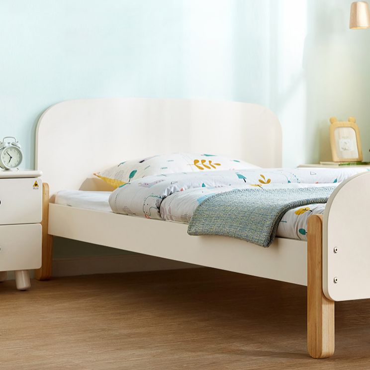 White Wooden Standard Bed Contemporary Mattress Included Bed with Storage