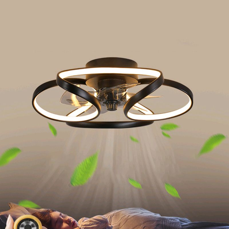 Contemporary Waves Ceiling Fan Light Metal 1 Light LED Ceiling Fan for Bedroom