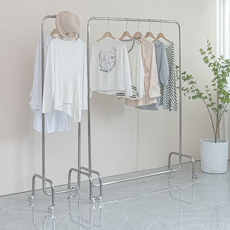 Industrial Style Coat Rack Free Standing Metallic Coat Hanger with Universal Wheel