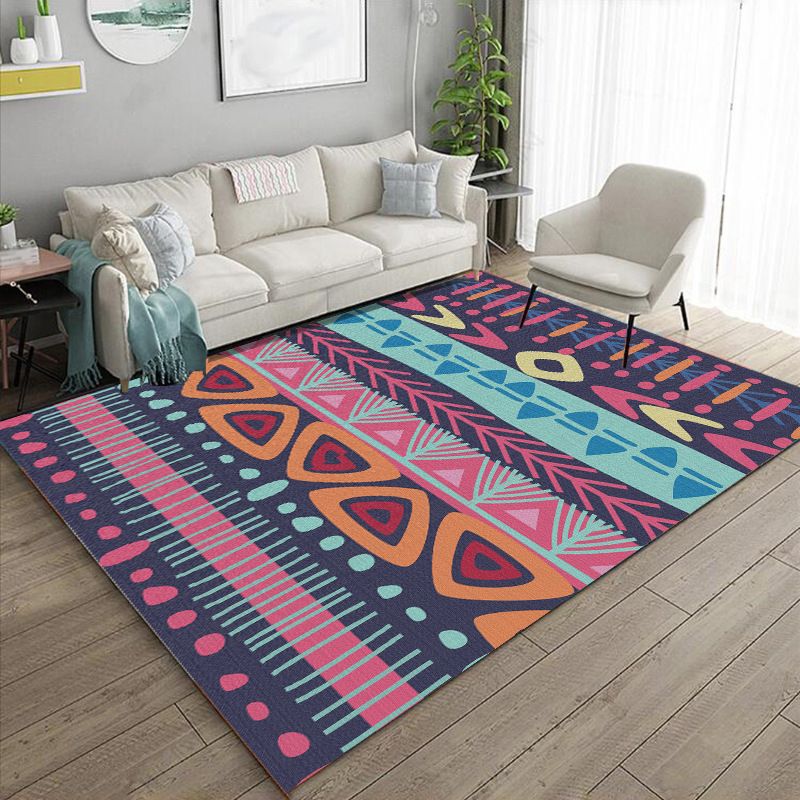 Multicolor Boho-Chic Area Carpet Victoria Tribal Pattern Indoor Rug Polyester Carpet for Living Room