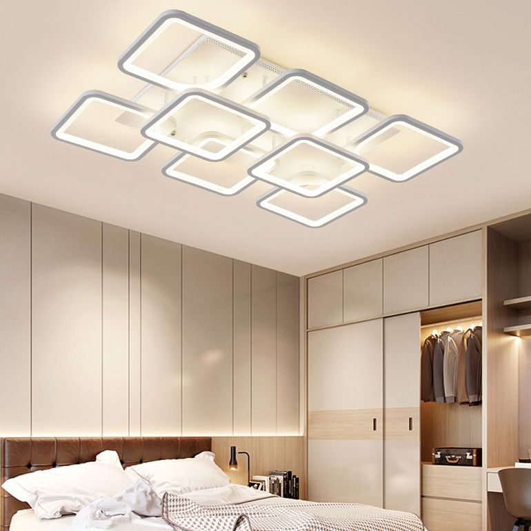 Acrylic Square Semi Flush Mount Ceiling Light Modern Style LED White Semi Flush Mount