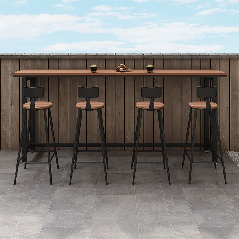 Brown Modern Style Bar Table in Solid Wood and Metal Bar Table for Outdoor