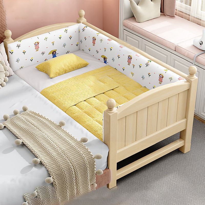 Solid Wood Kids Bed Gender Neutral Toddler Bed with Guardrail