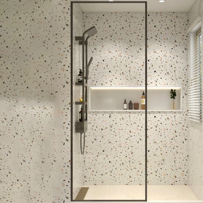 Black Full Frame Fixed Shower Screen Half Partition Shower Door