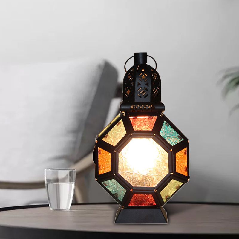 Kid Bedroom Turtle Shell Desk Light Stained Glass 1 Light Moroccan Table Light in Black Finish