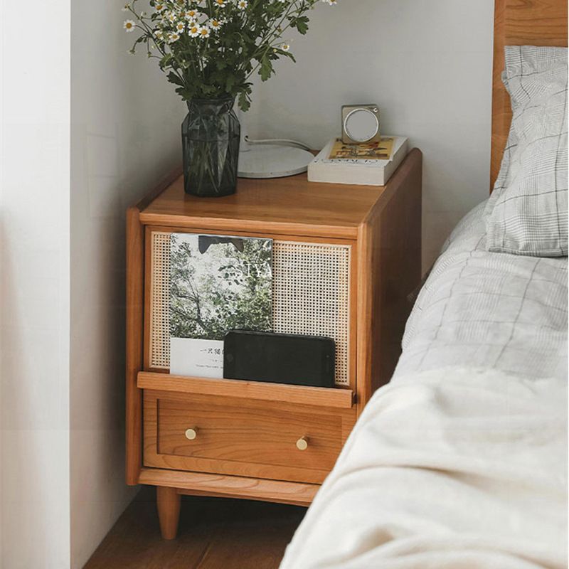 Rattan Bedside Cabinet Modern Minimalist Bedside Table with Legs