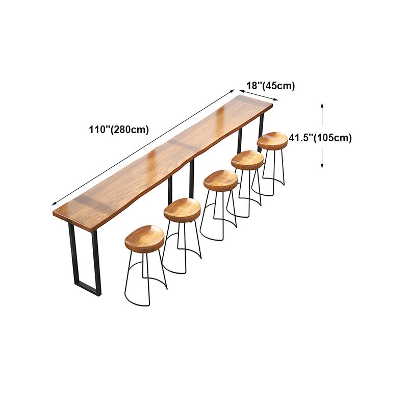 Brown Modern Style Bar Table in Solid Wood and Iron Coffee Shop Bar Table