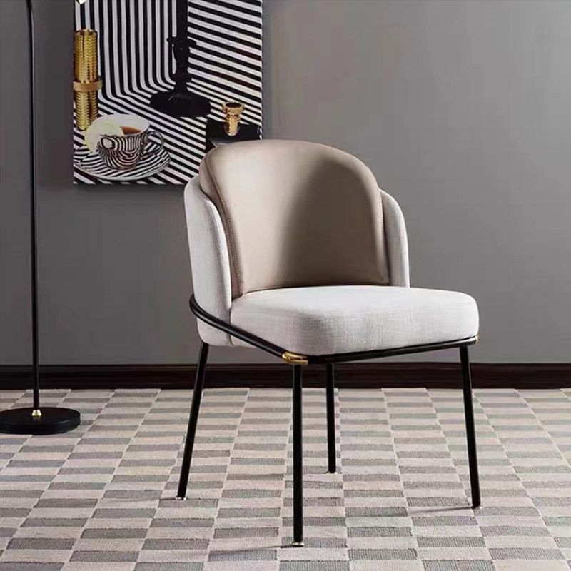 Contemporary Dining Fabric Side Chair Metal Dining Armless Chair