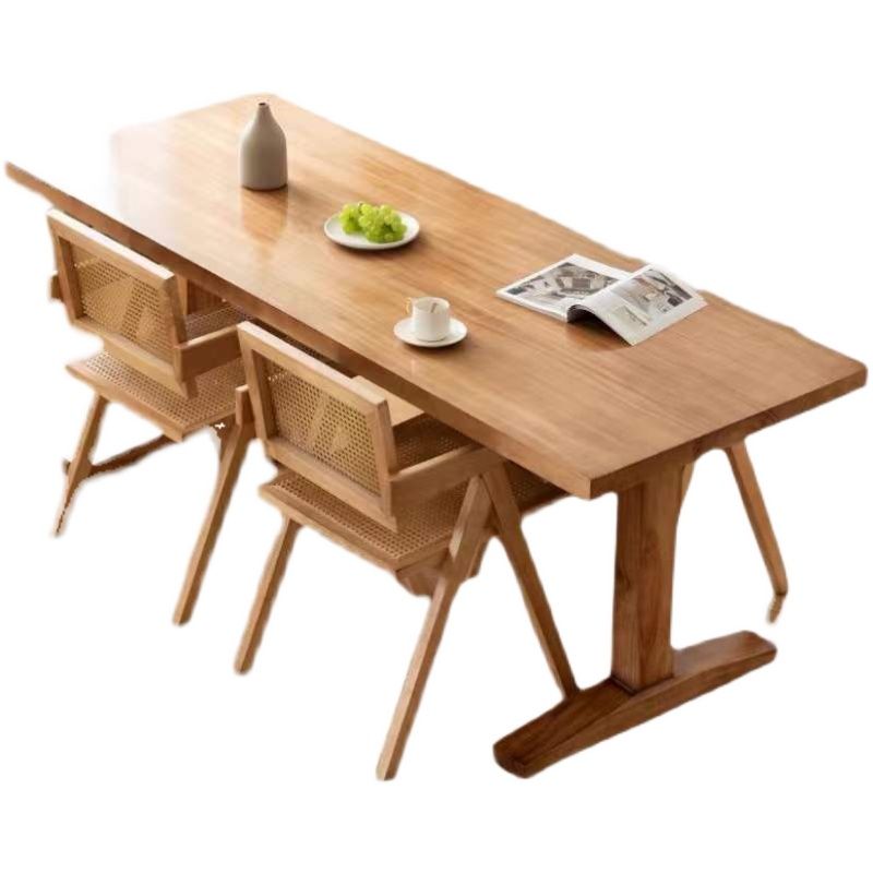 Modern 1/2/3/5 Pieces Beige Dinette Set Pine Wood Rectangle Dining Table Set