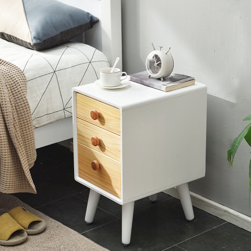 Solid Wood Standard Nightstand with Drawers Kids Bedside Table