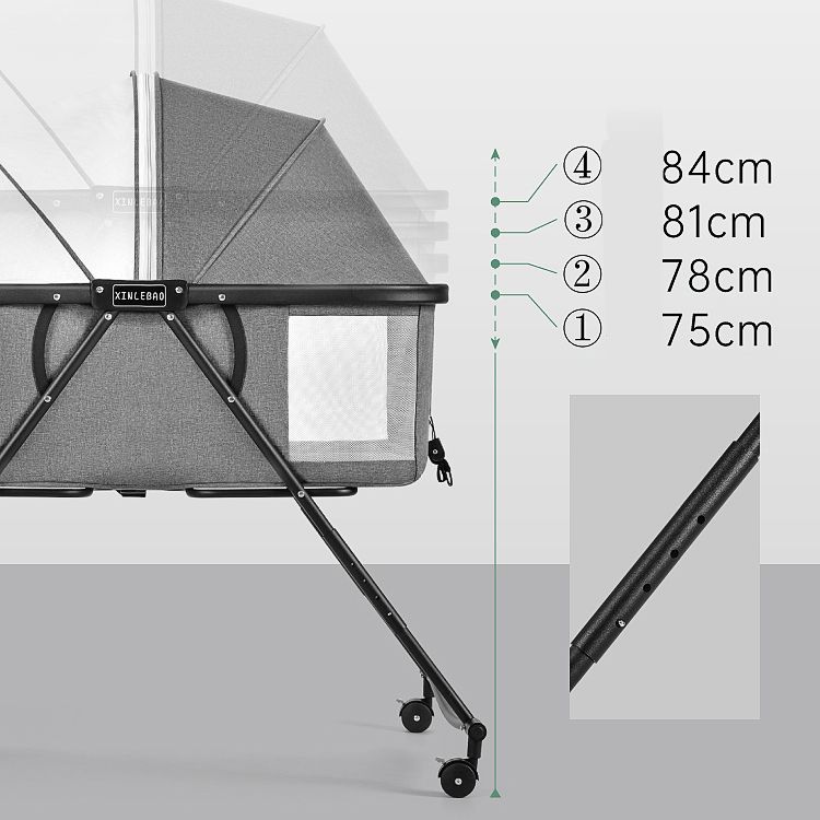 Folding and Rocking Crib Cradle Modern Metal Cradle with Mattress