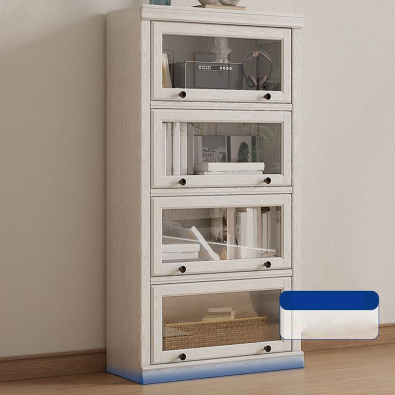 Contemporary Engineered Wood Bookcase White Standard Shelf with Doors