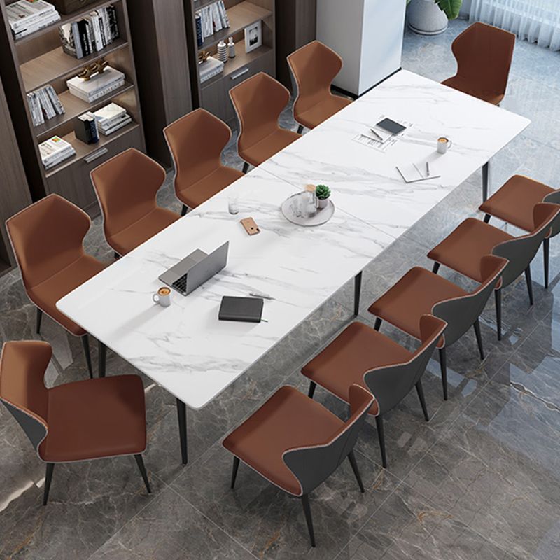 Modern Style Stone Office Desk Rectangular Shape Conference Table with 4-Legs for Office