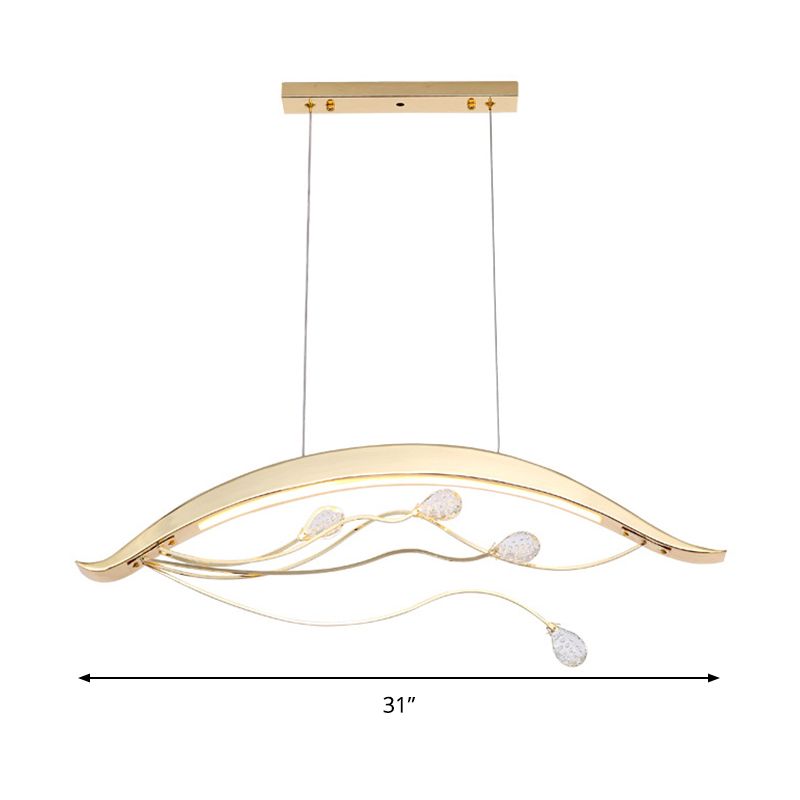 Gold Arch Hanging Pendant Light Simple Style Metal LED Suspension Light for Dining Room