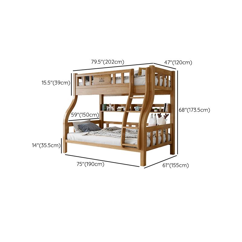 Scandinavian Kids Bed Gender Neutral Solid Wood Bunk Bed with Guardrail