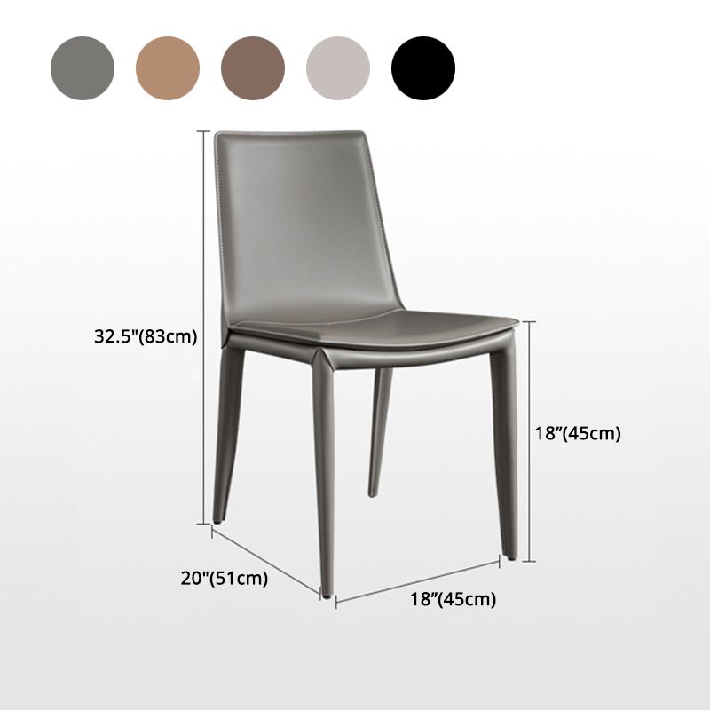 Leather Contemporary Modern Indoor-Outdoor Side Chair Solid Back Chair